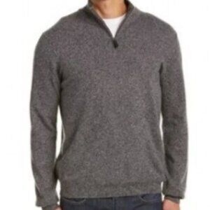 Lockhart Light Grey Wool And Cashmere Quarter Zip Pullover Sweater size L